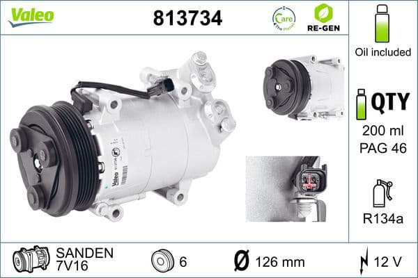 Compressor, air conditioning VALEO RE-GEN REMANUFACTURED 813734 - image 2