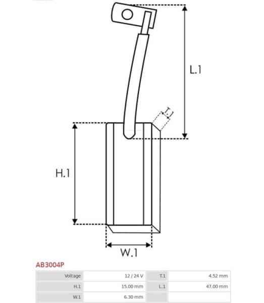 Carbon Brush, alternator AS AB3004P - image 2