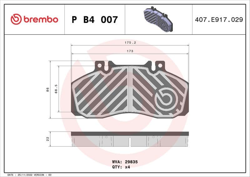 Brake Pad Set, disc brake PRIME LINE P B4 007