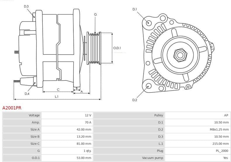 Alternator Remanufactured AS A2001PR - image 5