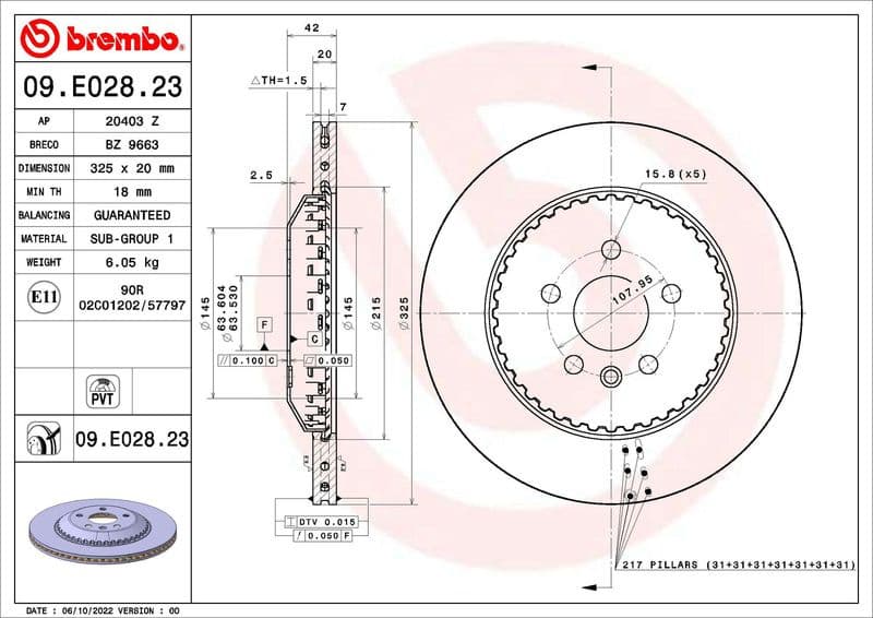 Brake Disc PRIME LINE - Lightweight 09.E028.23