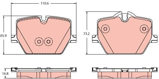 Brake pads rear, Top Quality GDB2419