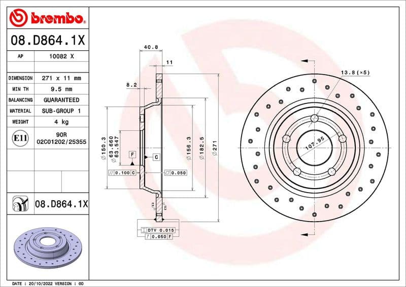 Brake Disc XTRA LINE - Xtra 08.D864.1X