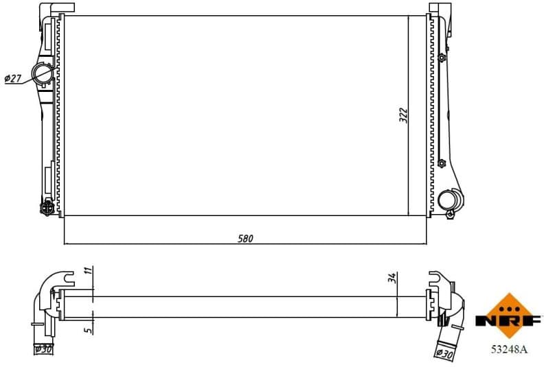Radiator, engine cooling Economy Class 53248A