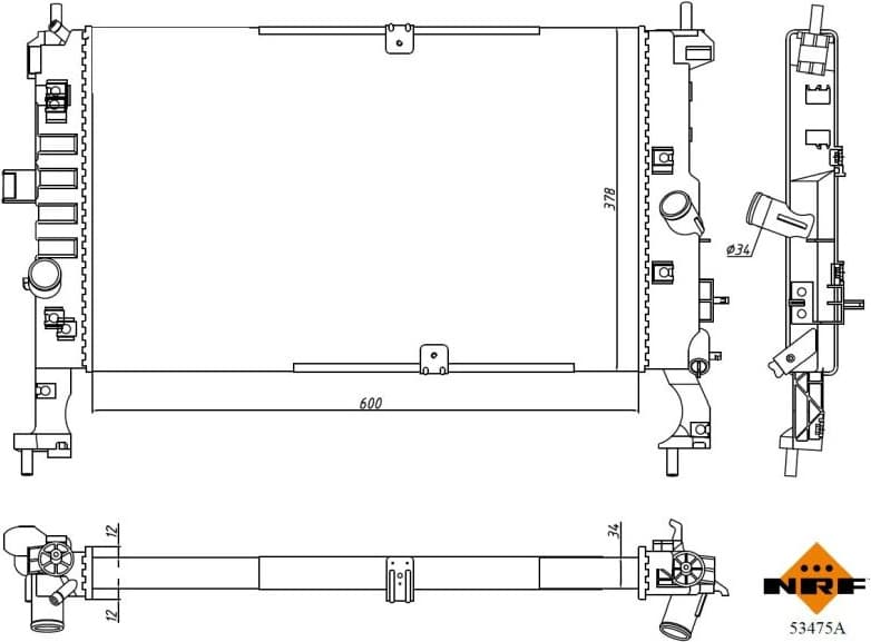 Radiator, engine cooling Economy Class 53475A