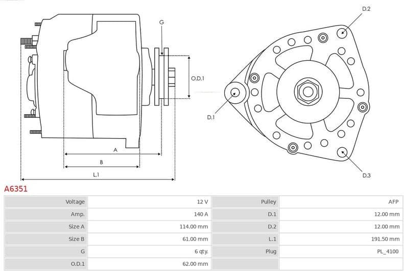 Alternator AS A6351 - image 4