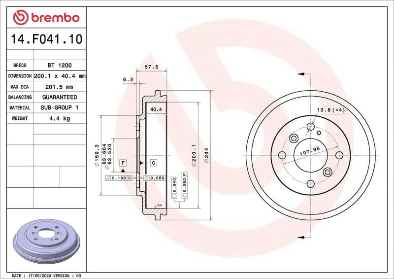 Brake Drum ESSENTIAL LINE 14.F041.10