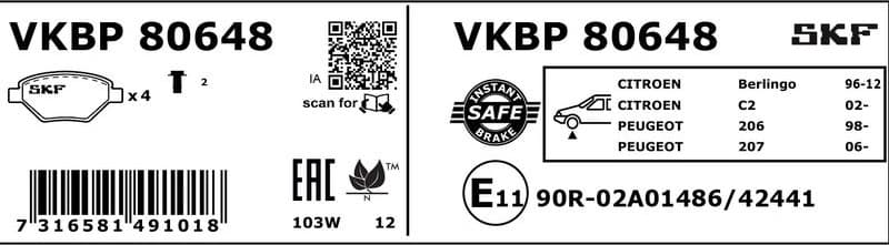 Brake Pad Set, disc brake VKBP80648 - image 3