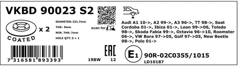 Brake Disc VKBD90023S2 - image 3