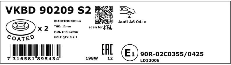 Brake Disc VKBD90209S2 - image 3