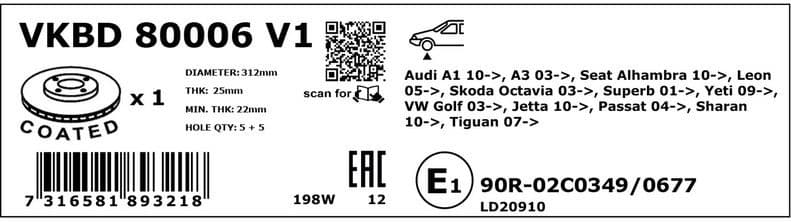 Brake Disc VKBD80006V1 - image 3