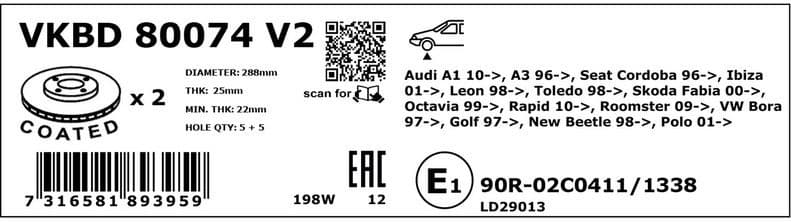 Brake Disc VKBD80074V2 - image 3