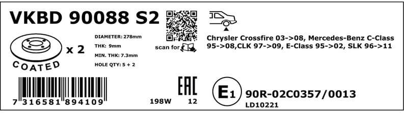 Brake Disc VKBD90088S2 - image 3