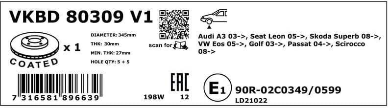 Brake Disc VKBD80309V1 - image 2