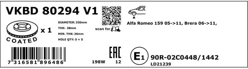 Brake Disc VKBD80294V1 - image 3