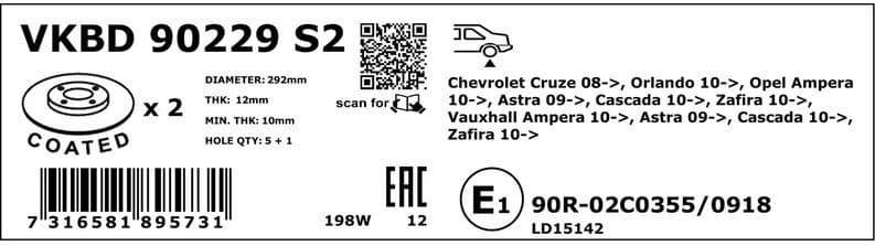 Brake Disc VKBD90229S2 - image 2