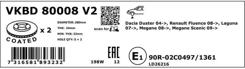 Brake Disc VKBD80008V2 - image 3