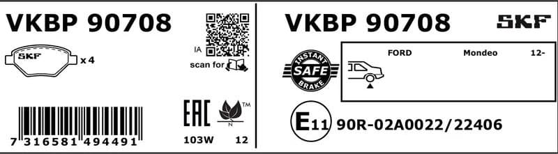 Brake Pad Set, disc brake VKBP90708