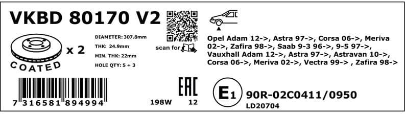Brake Disc VKBD80170V2 - image 3