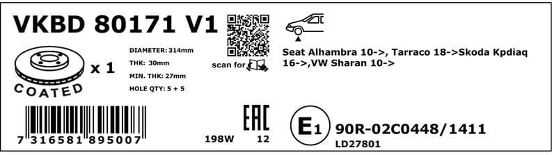 Brake Disc VKBD80171V1 - image 2