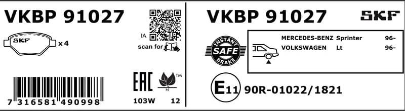 Brake Pad Set, disc brake VKBP91027 - image 3