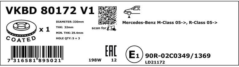 Brake Disc VKBD80172V1 - image 2