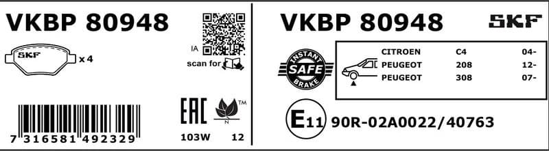 Brake Pad Set, disc brake VKBP80948 - image 3