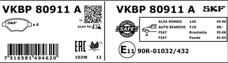 Brake Pad Set, disc brake VKBP80911A - image 3