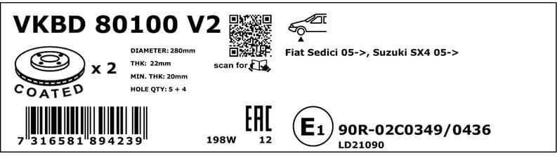Brake Disc VKBD80100V2 - image 3