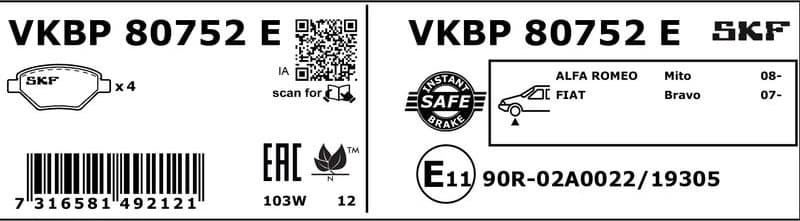 Brake Pad Set, disc brake VKBP80752E