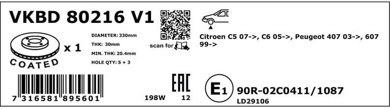 Brake Disc VKBD80216V1
