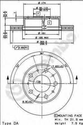 Brake discs kit rear, (2pcs), Top Quality 09.8932.10