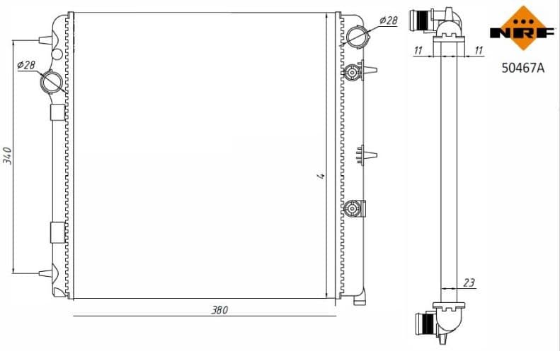 Radiator, engine cooling Economy Class 50467A