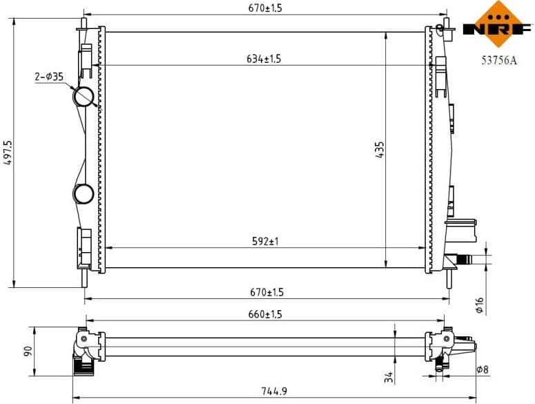 Radiator, engine cooling Economy Class 53756A
