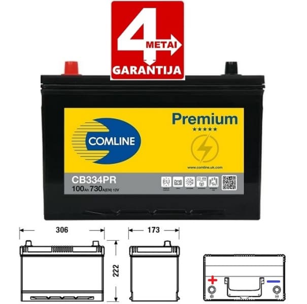 Akumuliatorius COMLINE PREMIUM 100Ah 730A - CB334PR