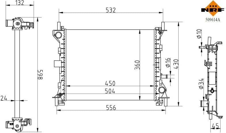 Radiator, engine cooling Economy Class 509614A