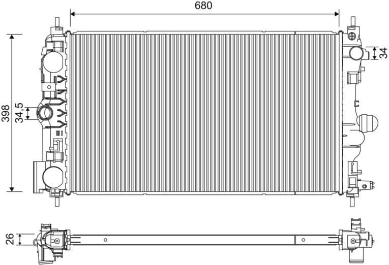 Radiator, engine cooling 701229