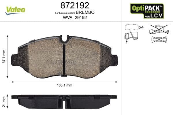 Brake Pad Set, disc brake OPTIPACK for LCV 872192