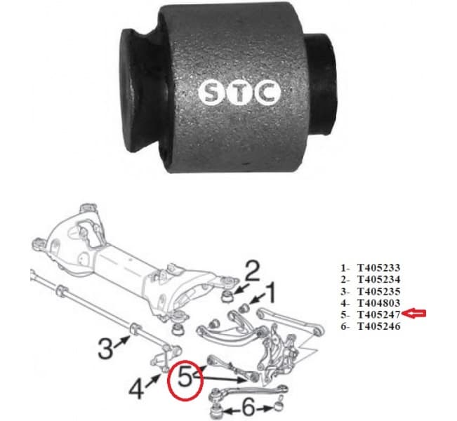 Silentblock rear axle T405247