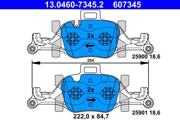 Brake pads front, Top Quality 13.0460-7345.2