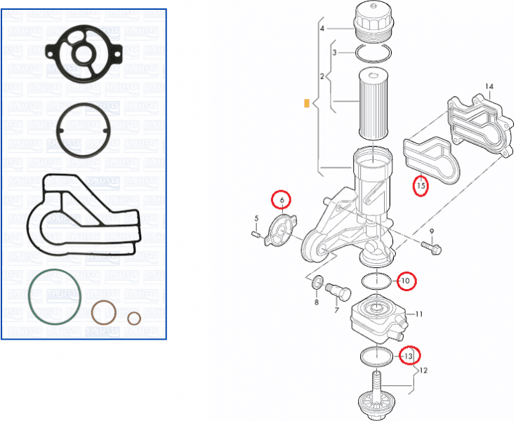 Gasket oil filter flange housing 77006100