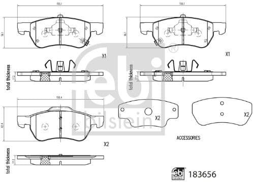Brake Pad Set, disc brake 183656