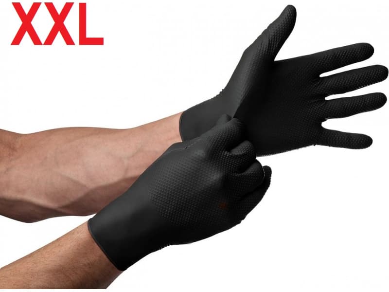 Nitrilinės vienkartinės pirštinės XXL juodos ( 50vnt.) MERCATOR GO-GRIP - image 3