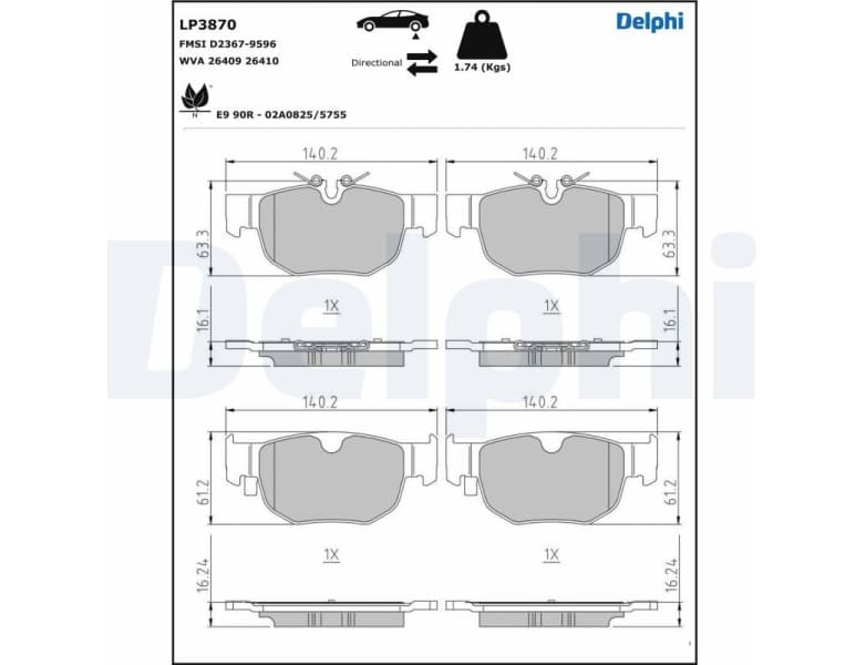 Brake Pad Set, disc brake LP3870
