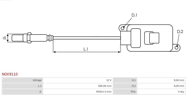 NOx Sensor, urea injection AS NOX9110 - image 3