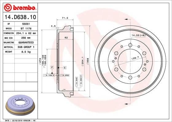 Brake Drum ESSENTIAL LINE 14.D638.10