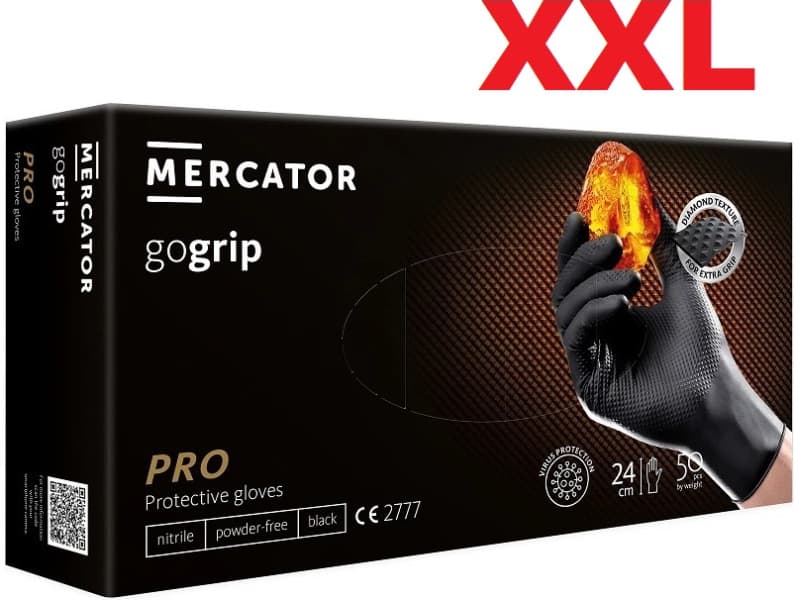 Nitrilinės vienkartinės pirštinės XXL juodos ( 50vnt.) MERCATOR GO-GRIP - image 2