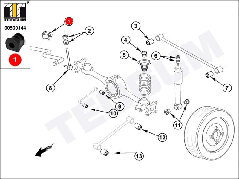 Mounting, stabiliser bar 00500144