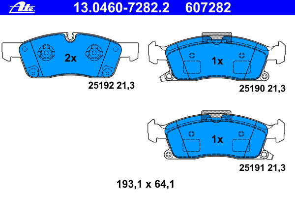 Brake pads front, Top Quality 13.0460-7282.2