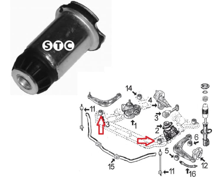 Silentblock front suspension support T404607